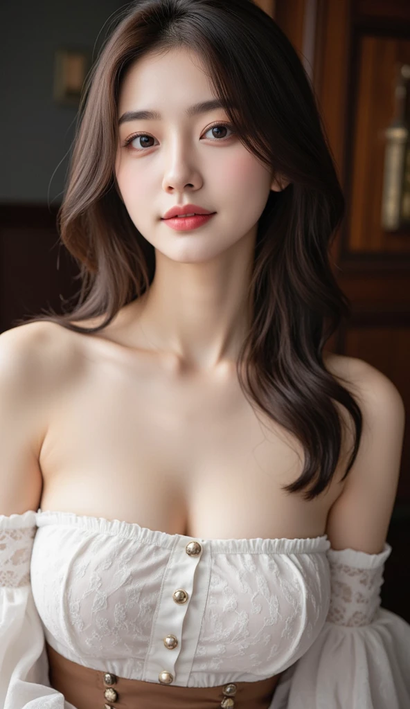 ((Best image quality)、Korean 20 years old, The penthouse of the world&#39;s tallest building,NFSW, high resolution, Natural and smooth implementation, head and body balance、perfect body beauty:1.4、slim、thin legs、((dark brown hair、very :1.2)), , very 상세한 얼굴 및 피부 질감、eye for detail、shy smile、with legs spread、naked , lighting areola、Aiming to become an idol、top quality、reality、 exposed groin、cute 외모、angle from front、small ass、K-pop makeup、thin waist, White and clear skin, cute, Narrow pelvis,  Slander type, Popular hairstyles for long hair, skinny body type, young body type, Small pelvis, small shoulder, underboob, 