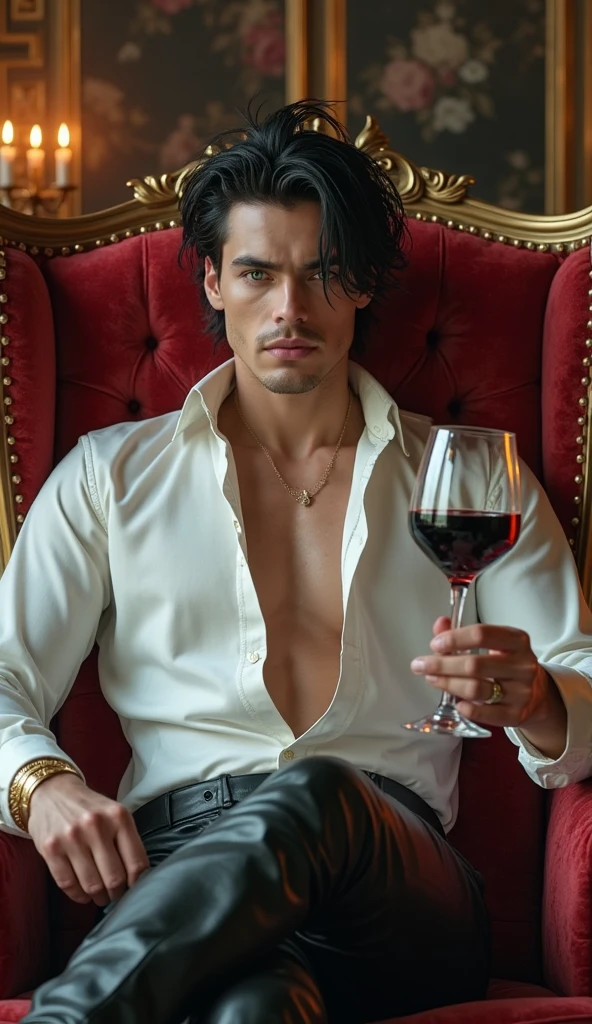 Drunk young man on the streets of Nazareth, com roupas da epoca de Jesus, The jobem is sitting on the floor with a glass of wine. Anatomia perfeita, full hd, sem defeito, clear.