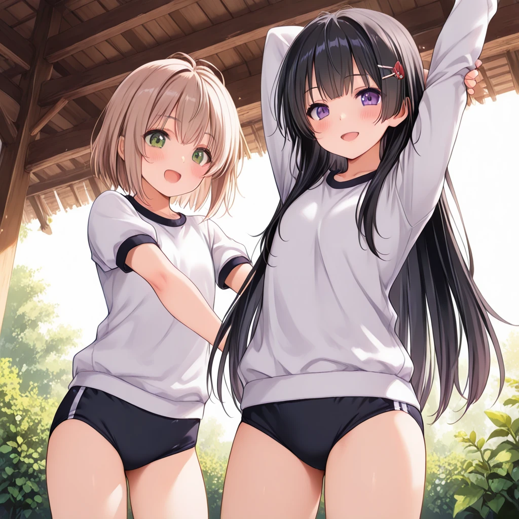 ((highest quality)), ((masterpiece)), (3 girls:1.5), Three cute girls are posing for the camera in an indoor flower garden full of flowers。, (shirtを持ち上げる:1.3), (three people standing in a row), (Close-up shot from the waist up), (open your mouth and smile:1.3), ray tracing, ((topless)), (), nipple, chest, hair band, head band, hair bobble, blouse, shirt, (high resolution face:1.5), (High definition finger 1.5), ((No panties)), Pussy, No skirts, Asian, Westerners, silver hair, brown hair, blonde, (belly button), jewelry, looking at the viewer, necklace, long hair, short hair, (abs),(written boundary depth),