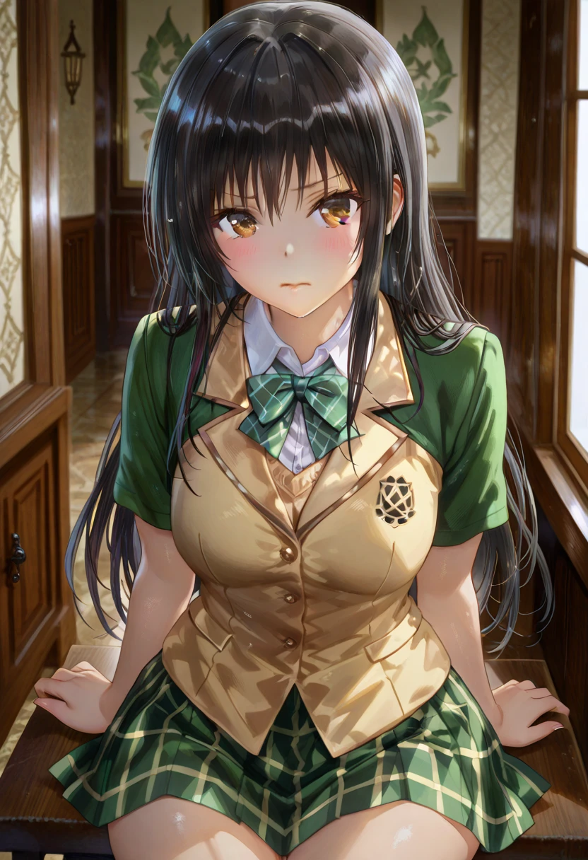 teriawang, <lora:teria wang s1-lora-nochekaiser:1>,
teria wang, long hair, black hair, (green eyes:1.3), hair bun, double bun,
BREAK dress, earrings, chinese clothes, armband, bow, school uniform, jacket, striped, white dress,
BREAK indoors, classroom,
BREAK looking at viewer, (cowboy shot:1.5),
BREAK <lyco:GoodHands-beta2:1>, (masterpiece:1.2), best quality, high resolution, unity 8k wallpaper, (illustration:0.8), (beautiful detailed eyes:1.6), extremely detailed face, perfect lighting, extremely detailed CG, (perfect hands, perfect anatomy),