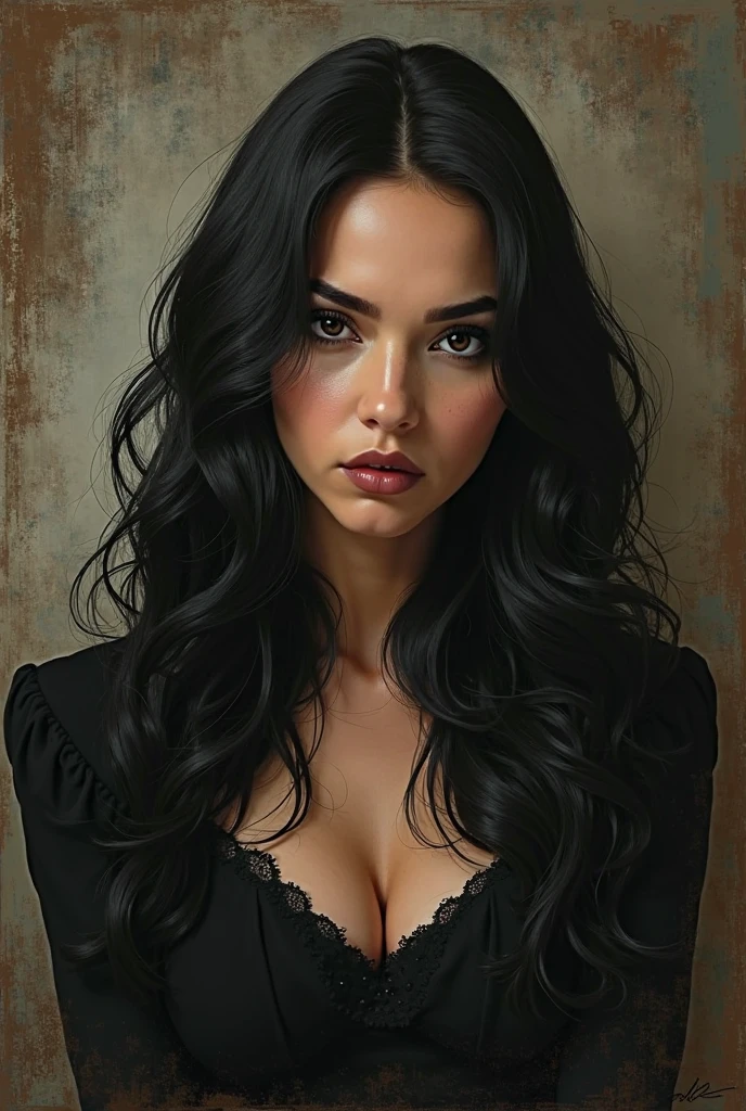 Hyperrealist portrait of Monica Bellucci by David Hockney and Alphonse Mucha, Fantasy art, Photorealistic, Dynamic Lighting, Art Station, Poster, Volumetric lighting, Highly detailed face, 4k yen, Awards,, One girl, In the Dark, Deep Shadow, Modest,Cowboy Shot, (Official attire:1.4) ,Long Hair, Black Hair