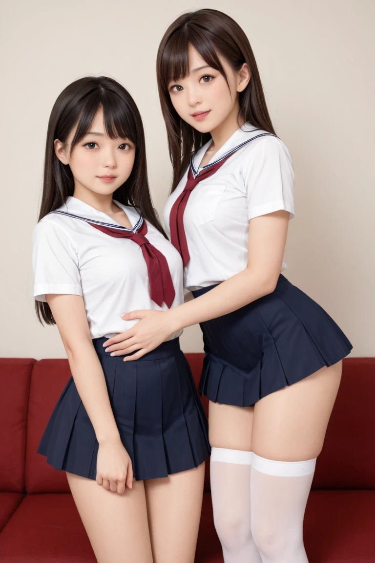 8K, RAW portrait of (japanese woman),masterpiece、Photoreal:1.3、realistic, ultra high resolution, highest quality, real life photos ,( When evening comes :1.1),
((((2 girls:1.5)))), (((Two girls showing off their panties in the room)))、(cute face:1.3)、日本の2 girls,((Two Japan High School Girls))、((2 real high school girls))、((Japan High School Uniforms:1.6))、 long hair,,slender body,、in the room、 black hair,(Depth of written boundary:1.3)、 ((dark brown eyes:1.2))、(real skin texture:1.3)、(An immersive atmosphere:0.8、chiaroscuro:1.2) 、(look viewer:1.3)、((embarrassing))、((red cheeks:1.3))、((from belowの天井:1.2))、(smile:1.2)、((((wearing very small silk panties))))、((panty shot))、((Woman rolling up her skirt))、((from below:1.35))、((panties close up:1.46))、((panty shot))、the most beautiful woman in the world、the most beautiful woman in the world、((spread your legs to the side:1.4))