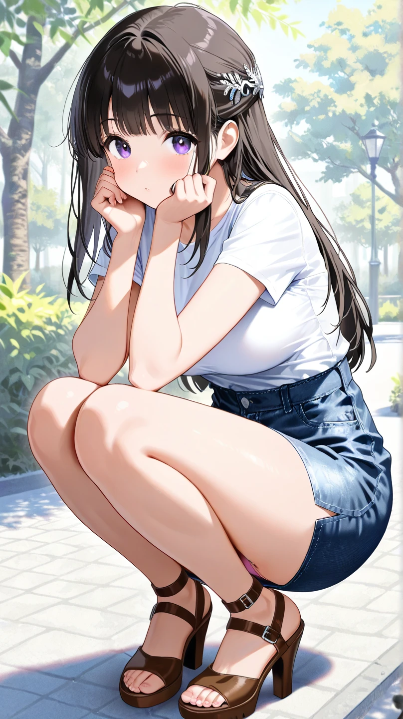 ultra-detailliert, hight resolution, (Realistic, Photorealistic: 1.4), 8K, Raw photo, (masutepiece), (Best Quality), physically-based renderingt, Female college student, long brown hair, Korea, Beach, Unbuttoning socks and looking at them_white_Shirt