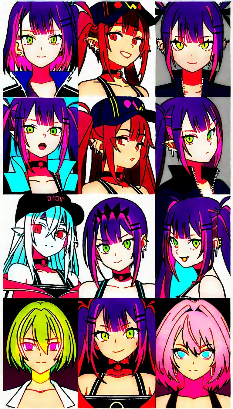 Red Eyes、Black Hair、Black Feather、Gothic Punk、turn around、tears,anime zombie witch design, wave hands、, street wear design, pro vector, Horror style, full design, 6 colors only, solid colors, no shadows, full design, sticker, bright colors, white background.super fine illustration,(((beautiful fine hair))),(((beautiful fine face))),(((beautiful fine background))),(((beautiful fine hair))),(((beautiful fine face))),(((beautiful fine background)))、Black Hair、blunt bangs