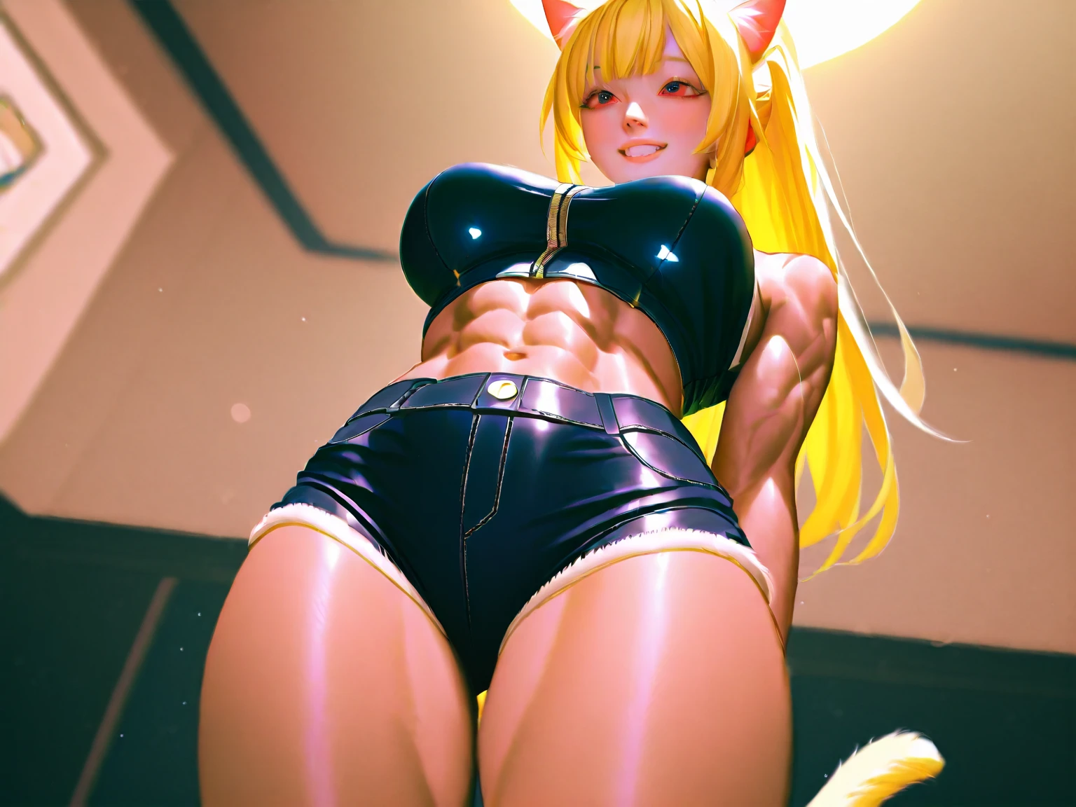 Masturbation behavior、Golden hair、Beautiful young looking woman、Feels good、Lustrous full nudity、poneyTail、Yellow ribbon hair ornament、big areolae、Trimmed armpit hair like a man、Rubbing the udder、A manly penis with a bristly erection、Beautiful hands、Beautiful anus、large anus、on the beds、opening legs、Sweat dripping from the crotch