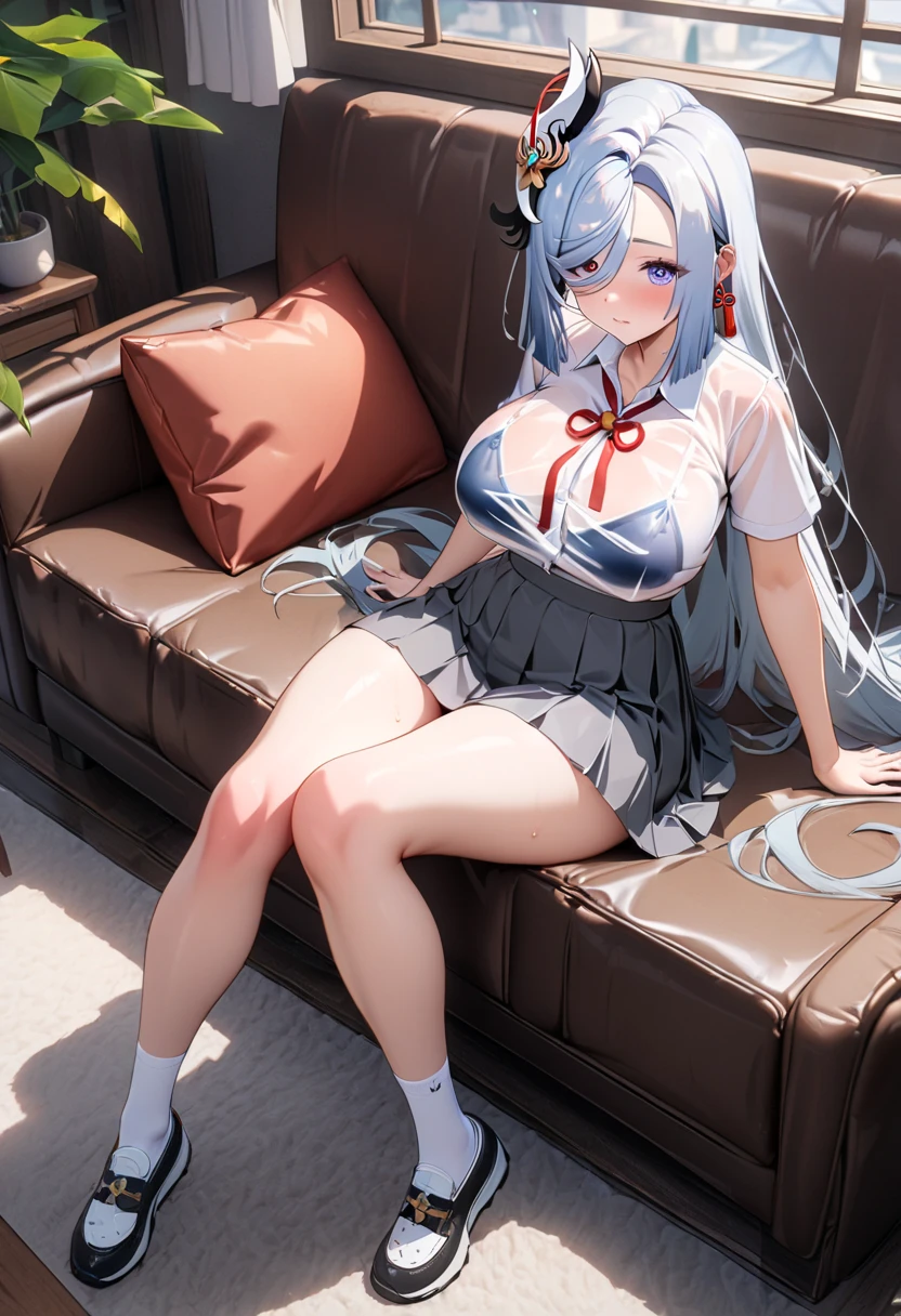 girl, a smile、multicolored hair 、top-quality、masterpiece、HD image quality、beautiful a girl、a beauty girl、huge tit、Loose Socks、blue eyess、超A high resolution、