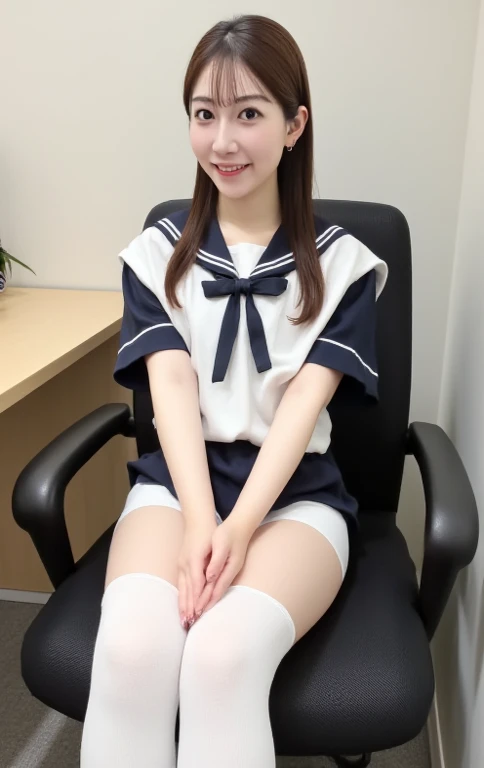High school girls、、((Summer sailor uniform))A pure and beautiful girl、((脚を開いて''White pantiesを見せる''))、Sit on a chair with open legs、In the classroom、(Black pleated skirt)、Short-sleeved sailor suit、綺麗なpubic、Medium breast、Mid-size bust、((pubic、White panties))、Show me your pants、Open your feet wide、Mole under left eye、(Straight Bob Hair)、Show your pants、Henyo Henyo Face
