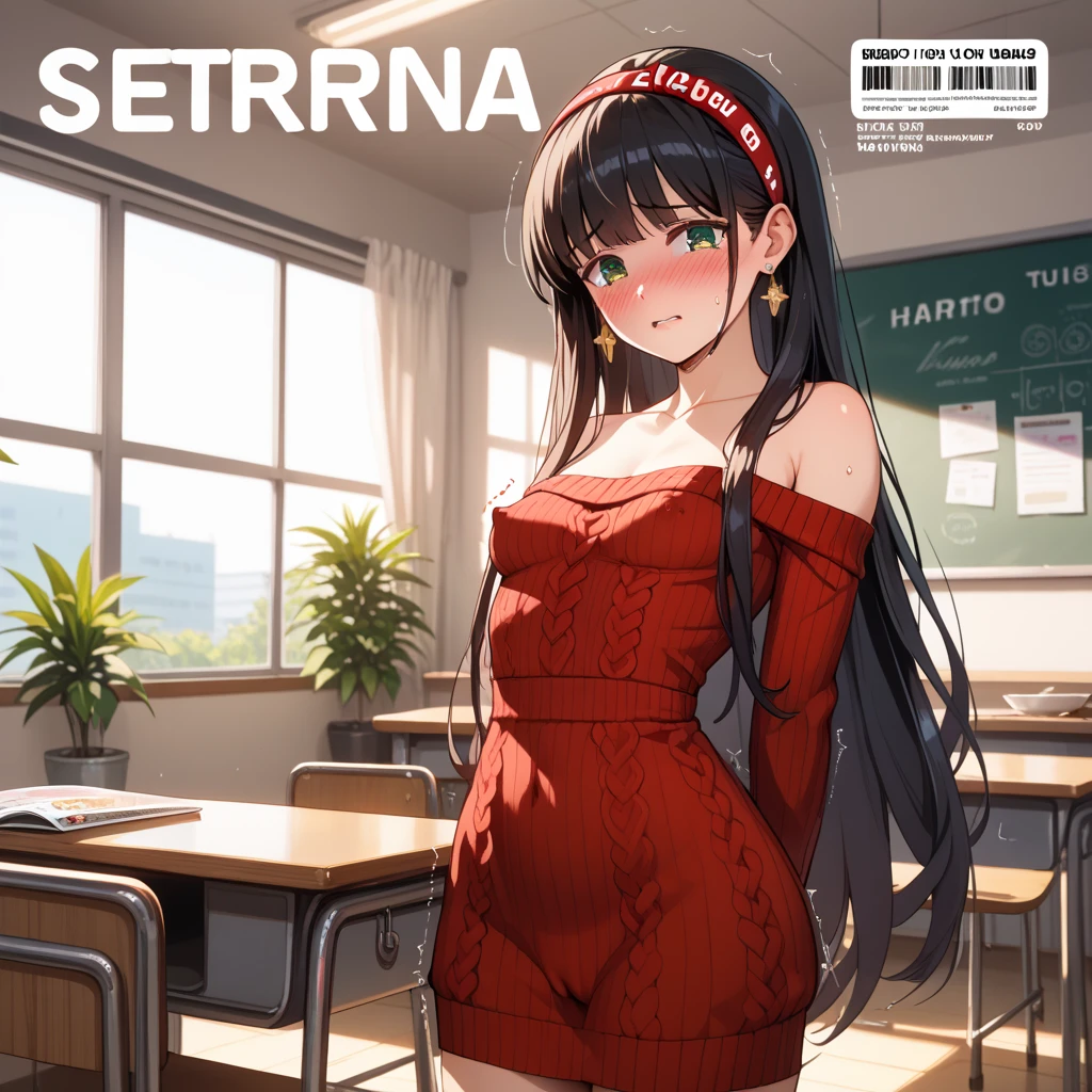 A Pretty Girl, with Long brunette hair, Beautiful Blue Eyes, absurdly Big Breasted, very wide hips, and has a very short stature. In a casual outfit, with very worn jeans, and a solid Red shirt. standing near a brick wall, in a small city.