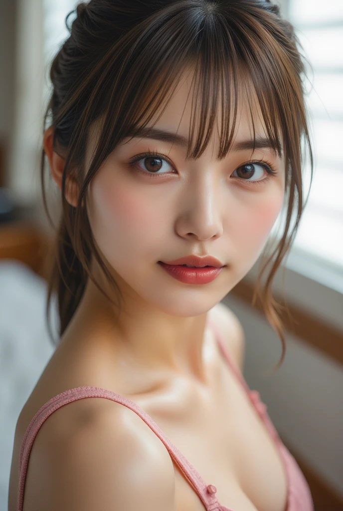 masterpiece:1.3), (8K, Realistic, RAW Photos, Best image quality: 1.4), Japanese women、(Random Hairstyles:1.2)、Highly detailed face、Attention to detail、double eyelid、Beautiful woman:1.4、Light brown hair、Highest quality、masterpiece、Ultra-high resolution、(Realistic:1.4)、Detailed and professionally lit smiles、Loose、thin、Shorthair、Deadly position、skirt、sexy、Swimwear、