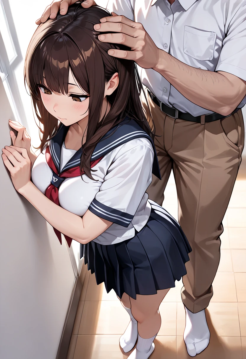 ((highest quality)), ((masterpiece)),One Man,One Girl,young,Sweaty,humid,penis,Sex,No trimming,(((Girl trembling with sexual climax)))round nipples,Insert,Turned away,Swirling Eyes,Anxious Girl,Hold your crotch with your hand,skirt,T-Shirts,Crimson tie,Classroom Background,Open Mouth,Are crying,Stunned girl,Popping Flash,Onomatopoeia,vapor,Nipples,
