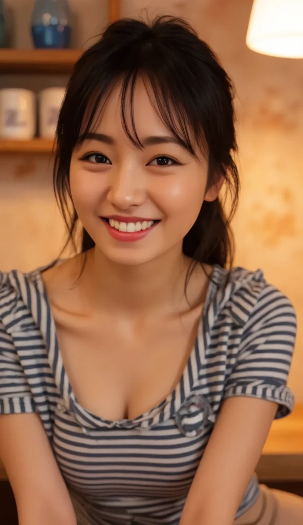 matured female , best quality, hires, detailed face , smile , breast , chest, night view , cute , beautiful , winter