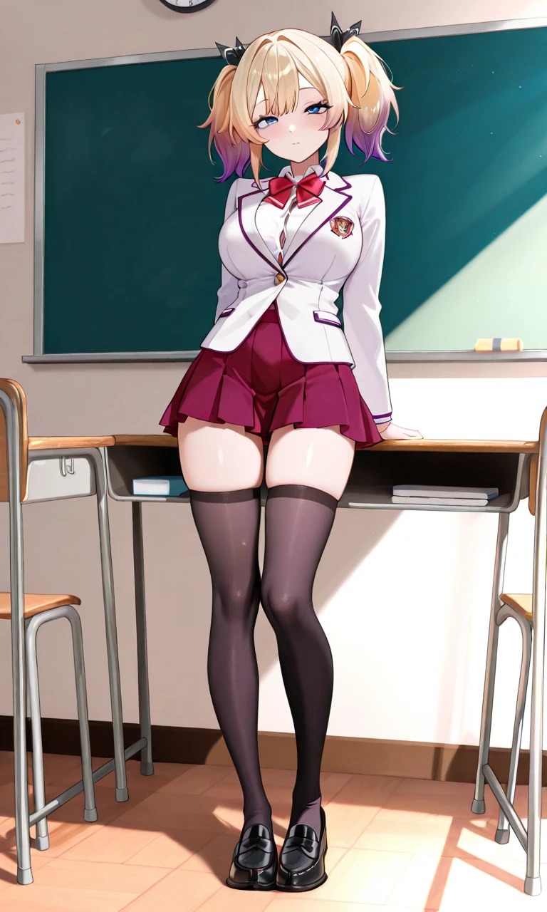 masterpiece, Highest quality, High resolution, (nsfw), spread legs,short hair, Blue Shirt, slender, narrow waist, , Pleated skirt, Long sleeve, clavicle, Seraphim, Medium chest,(covered erectile nipples), indoor, classroom, machine, Chair,,(detail white panties:1.2), ((cameltoe)), (detail anus:1.2),