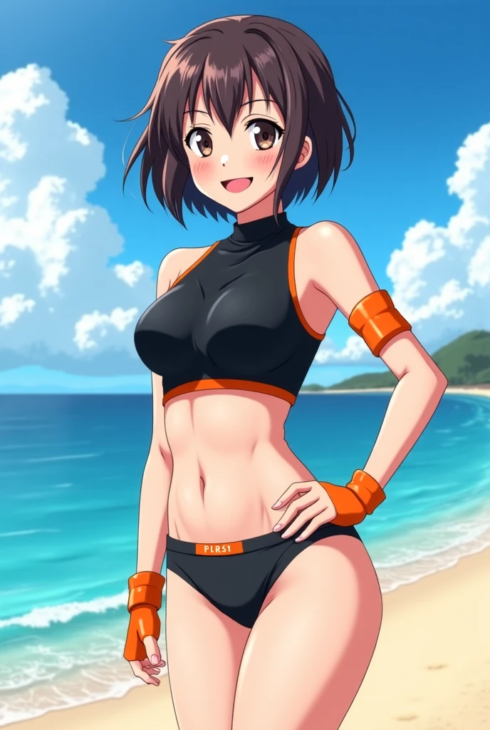 girl, (hotify: 1.2), (oni: 1.4), (old, lava bottom: 1.4), toned body, oppai, (straddling thigh), short hair, cockroach hair, (gym clothes, dolphin cyan shorts: 1.3), mahou shoujo madoka magica, V-kini, (masterpiece, detailed, highres: 1.4)