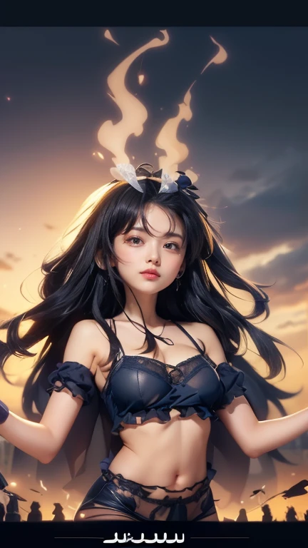 Masterpiece, Best quality, Night, hill, Clouds, full moon, Long hair, woman, Silhouette, glowworm,septum.Exposed milk,Only underwear was worn，Spread your legs with your hands
