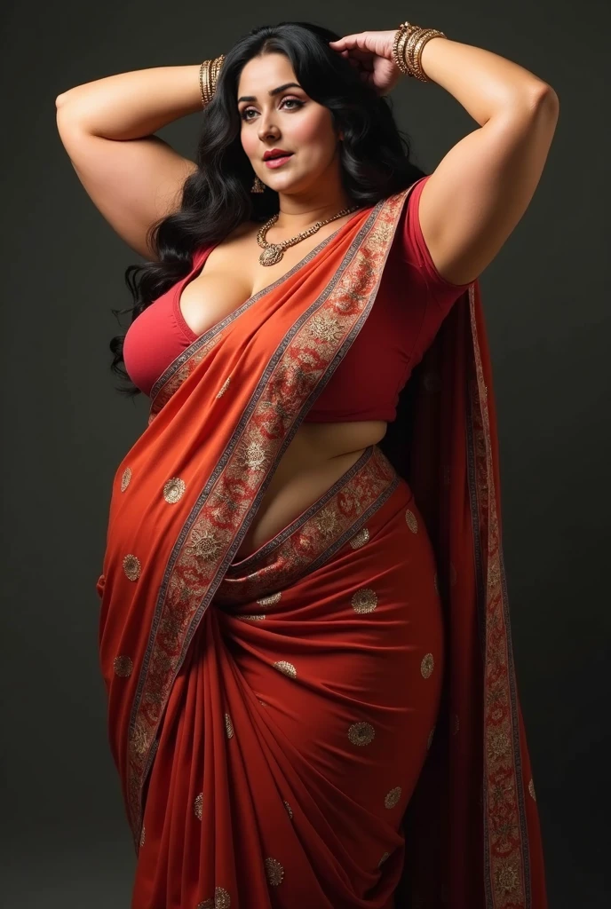 50yo mature MILF Anushka Shetty,((best quality)), ((masterpiece)), ((realistic)), eye kajal, eye liner, mascara, light red lips, curvy hot mommy figure, sensual Beauty, provoking body, extreme sweat, sweat soaked skin, slight stretch marks, alluring figure, bulging figure, thick charming lady, curvy, thick navel, full figured woman, eye kajal, massive breast, full body, styled hair, pierced eyes, female face,royal aura, trend on artstation , sharp focus, studio photo, intricate detail, very detailed, detailed eye, illustration, very detailed, sharp focus, digital render, professional, 4k