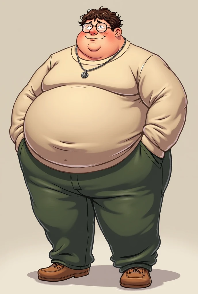 He is a slightly overweight, kind-looking man, and is naked and sexy.、And then draw it to show the male genitalia.