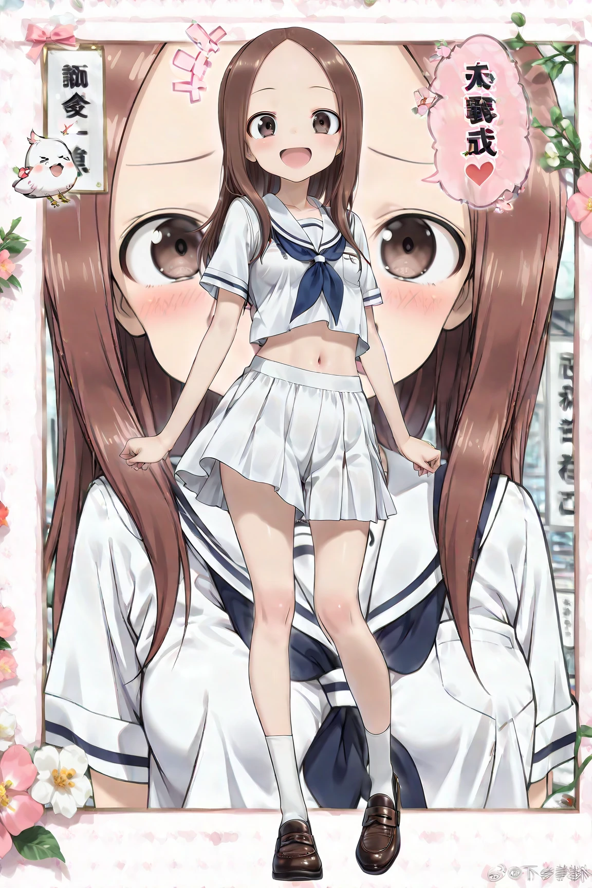 nsfw,(super fine illustration,8K CG wallpaper,best quality,extremely detailed,ultra high res,best aesthetic),(cowboy shot,from front), 1 girl, idol master,(iori minase),,(brown hair), (medium long hair),(forehead:1.1),((pink eyes)),shiny hair, shining eyes, delicate line tail face, sitting, spread your legs, leaning forward, open your mouth, (glin),(smile:1.5),(one eye closed:1.5),((small height:1.1)),((petite:1.1)), ((flat chest,very small breast)),(ahegao:1.5),((stick out tongue:1.3)),(sit on beach mat), Completely naked:1.5), (very small breasts), (,(squid belly),glowing skin:1.3), (Sweat:1.4), (pubic brown hair:1.4), (open vagina:1.3), (bukkake:1.7),(cum on Face:1.5),(cum on hair:1.5),(cum on armpit:1.3), (siting), (squatting),(vaginal penis:1.2), testicle, (a man:1.2), hetero, (lady sit astride on man:1.3), (sex,lady on top,ass pov), (intense sex:1.6),(look at camera),(background,Midsummer, deserted island, beach, outdoor), sweets shop,perfect lighting:1.5),(look at camera),(((multiple boys:1.9, peeing on a girl,multiple penises:1.9, gangbang))),(happy:1.5,love:1.3),(dynamic pose),(spoken heart:1.5),(peace sign:1.5),(ahegao:1.3),(green:1.5),(Commemorative photo:1.5),