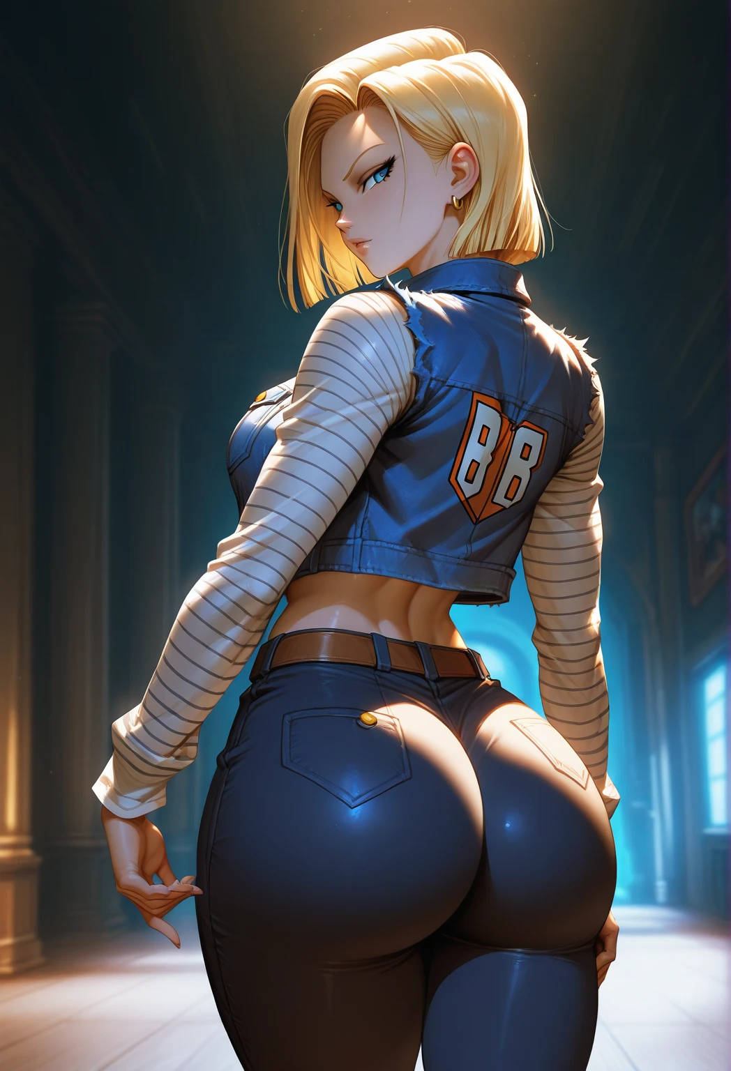(((Masterpiece))),
((Blue Mary)) game, best quality, (beauty), 20 year old girl face, pretty face, red crop top, red blouse, (((very short women's denim shorts))), Physics-based rendering, ultra highres, waist narrow, slim, big eyes, long muscular legs, (medium breasts), puffy eyes, night, (rainy city), shiny skin, facing the viewer, firm expression, realistic, woman, sexy, muscular belly, muscular arms , barefoot, standing, full body photo, perfect hands, (((very detailed and clear scenery))), (8k), (from the back showing her ass and looking at me)