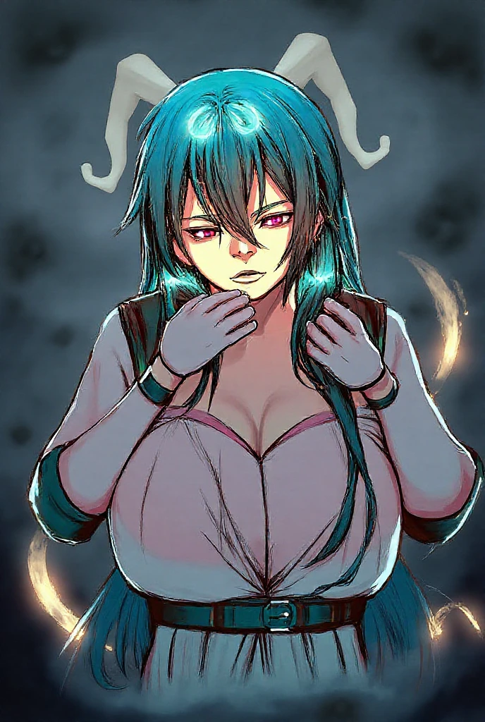 Korean creature known as (Gumiho), constricted pupils, (annoyed:1.3), 2d art, 2d render, splash art, digital art, hard shading, 1girl, female focus, (monster girl:1.0), monster girl encyclopedia, incredibly absurdres, best quality, detailed, large breasts, cleavage,