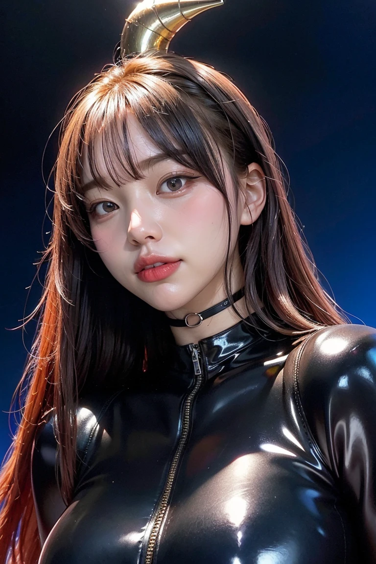 Skin-tight black bodysuit, Volumetric lighting、Highly detailed face、One girl、Exposed thighs、Exposed buttocks、(Accentuate small breasts)、、dark、Deep Shadow、Low Key、Hair length、Gray Hair、Top view
