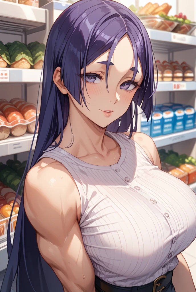 Highest quality、super high quality、16K, Delicious breasts、Nipples、Facial expressions are random、The place is a convenience store、 Her hair color is purple、The pose is random、The distance is random、Angles are random、Small face、Very delicate facial expressions、Delicate eye depiction、Highly detailed hair、Erotic、18-year-old female、Glowing Skin、Soft Skin、The only sexy Japanese woman、The clothes are random convenience store clerks、Upper Body、焦点はUpper Body、1 female