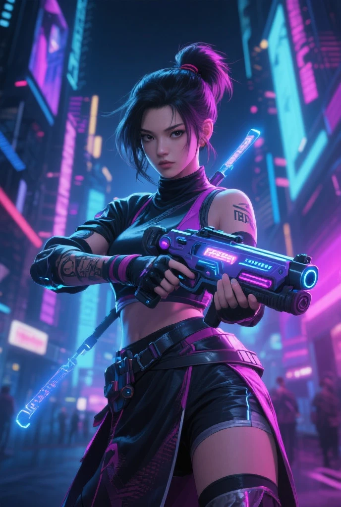 A woman sits on a windowsill,With a gun in his hand, ssao 8 k, fps game, realism in style of fornite game, skin on the gaming pc, in game style 8k, platinum skin, trending on cgstation, extreme detail skin, Sakimichan, solo performance unreal engine, super detailed and realistic
