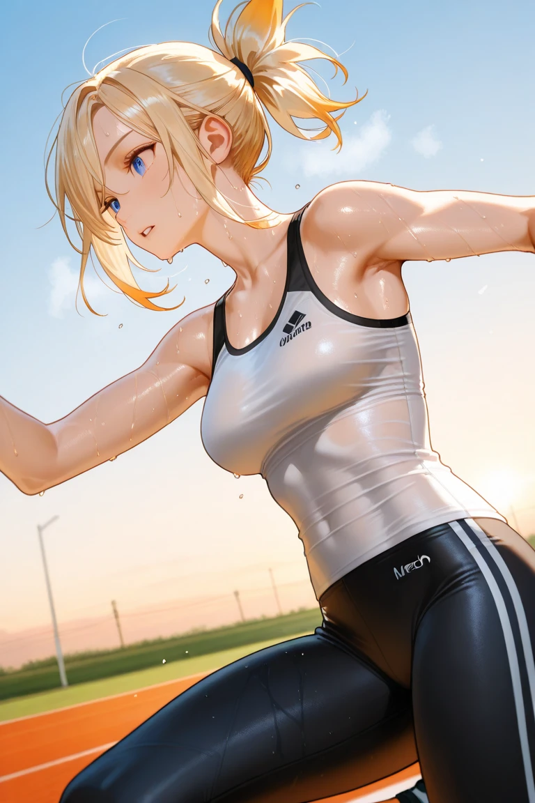 Crotch bite、Digging into the crotch、,((blonde hair, tanned, ))、Wet legs、Marie Rose, 、、Escape to, score_9, score_8_superior, score_7_superior, score_6_superior, score_5_superior, score_4_superior、Inspired by Japanese manga style, Manga style, How to draw manga, Digital drawing, An 8K masterpiece depicting a Japanese manga about girls in their twenties, Act as a slave,, . , shortness of breath, , close your eyes, , Sweaty. . My open fingers are rough. whole body. . Six Pack Abs. . information. Surrounded by a crowd.full body、drunk、score_9, score_8_up, score_7_up,
(masterpiece, best quality:1.2), 8k, RAW photo, photo realistic, ultra detailed, depth of field, perfect anatomy, looking at viewer, 
1girl, , pretty girl, medium breasts, navel, shiny skin, short hair, toned body,sweat,
sports bra, pants,sultry, seductive,sexy pose,
sports gym,