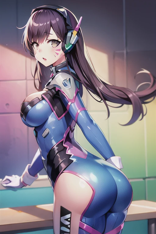rear view, backside view,mejor calidad，tmasterpiece，ultimate resolution，Suave，extremadamente colorido，De color，Princesa sirena，(white latex bodysuit:1.4)，Medias de tirantes negras，Starrysky Android!,More detailed 8K.motor irreal:1.4,UHD,La mejor calidad:1.4, fotorrealista:1.4, textura de la piel:1.4, obra maestra:1.8,obra-prima, mejor calidad,objeto Objeto], (detailed face features:1.3),(dentro de un gimnasio azul:1.4),(cabello rosado largo:1.4),（Beautiful and detailed eye description）,(manos detailed:1.4), (white ropa deportiva:1.4), Ultra-detallado,
