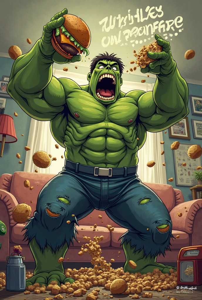 Hulk,eating, Pani puri, in plane