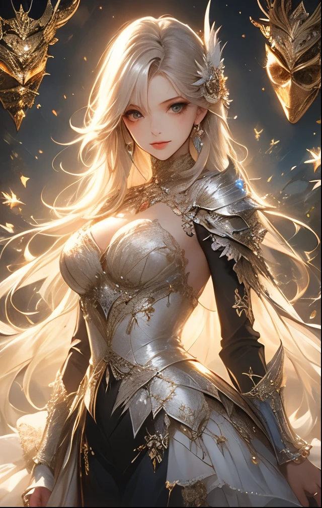 (((Tabletop))), (((Highest quality))), ((Very detailed)), (Very detailed写真), ((Very delicate and beautiful)),(Cute delicate face),here is a digital art of a very futuristic looking female that has armor and armss, One girl, arms, alone, sf, Holding, Holding arms, robot,Beautiful face and eyes, double eyelid,Delicate skin,Slim figure