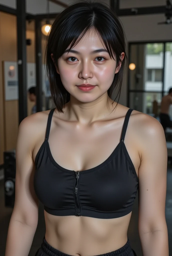 ((Great quality,Great quality,high quality, very beautiful,beautiful, 最high quality, Realistic)) ,((furrowed brow,Part your lips a little)),((arms behind head))),(At the BAR),,(((playboy bunny,Black bikini))),((Light brown hair,blunt bangs, pixie cut, 太くてbeautiful眉,Round eyes)),Detailed body,photograph,3D, texture,, View audience, ((最high quality, Great quality, very beautiful, Absurd))、(Perfect beautiful face 1.2),(Perfect and beautiful posture:1.2),(30 year old beautiful Japanese woman),(Mature Woman),(Face with makeup),((((Flat Chest)))),Abdominal muscles,Big Ass,Long legs, (thick muscular body),(whole bodyに汗をかく:1.2),超高解像度のphotograph,Looking at the camera,(whole body),