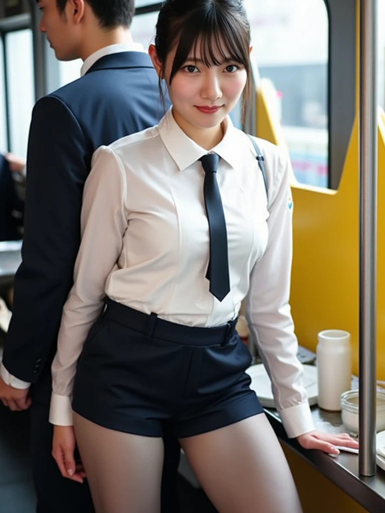 (((nfsw : 1.2))), (((pornography))), (realistic), (intricate details:1.2), (masterpiece、:1.3), (top quality:1.4), (Ultra A high resolution:1.2), Ultra A high resolution, 8K resolution, very detailed expression, (night:1.9), dark, (high quality), complete anatomy, natural anatomy, full body photo, 1 korean woman being raped by a korean man, 27 years old, (beautiful : 1.4), (shoulder lengthed curly hair), earring, light makeup, confused expression, office uniform, identity card necklace, long legs, (wearing flesh colored realistic pantyhose and high heel), business clothes, business attire, suit jacket, Formal pencil skirt, office look, suit vest, glowing skin, her arms tied up behind back, (((orgasm : 1.4))), (((moaning : 1.2))), (with a korean man),(She being caught and sexually harassed by a man in company : 1.5), be forcibly raped by a man, violated by a man, She can not resist holding her arms grabbed by his one of hand., His dick is being inserted into her pussy., the man lifts her skirt, A man tears off her pantyhose to explore her pussy, grabed ass, Lightless, night, Lights off, quiet office, office desk, office chair, copy machine, sunless, (detailed background:1.2), There is no  more woman but her