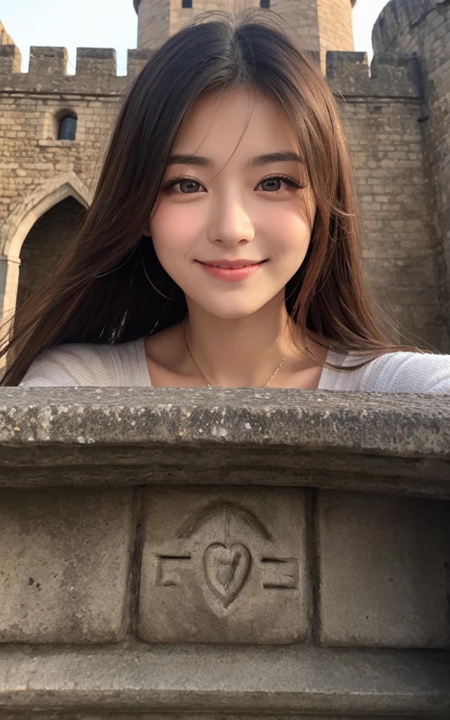 ((Realistic light、Top image quality、8K、​masterpiece:1.3))、1girl in、Slim figure beauty:1.4、Brown hair、((Colossal tits:1.3))、Off-shoulder cut top:1.3、Super Detailed Face、detailedeyes、二重まぶた、A smile、cleavage of the breast、((Beautie))、When my morning hair is a mess、I'm hot, doress、Shot in front of the Sagrada Familia in Barcelona, Spain