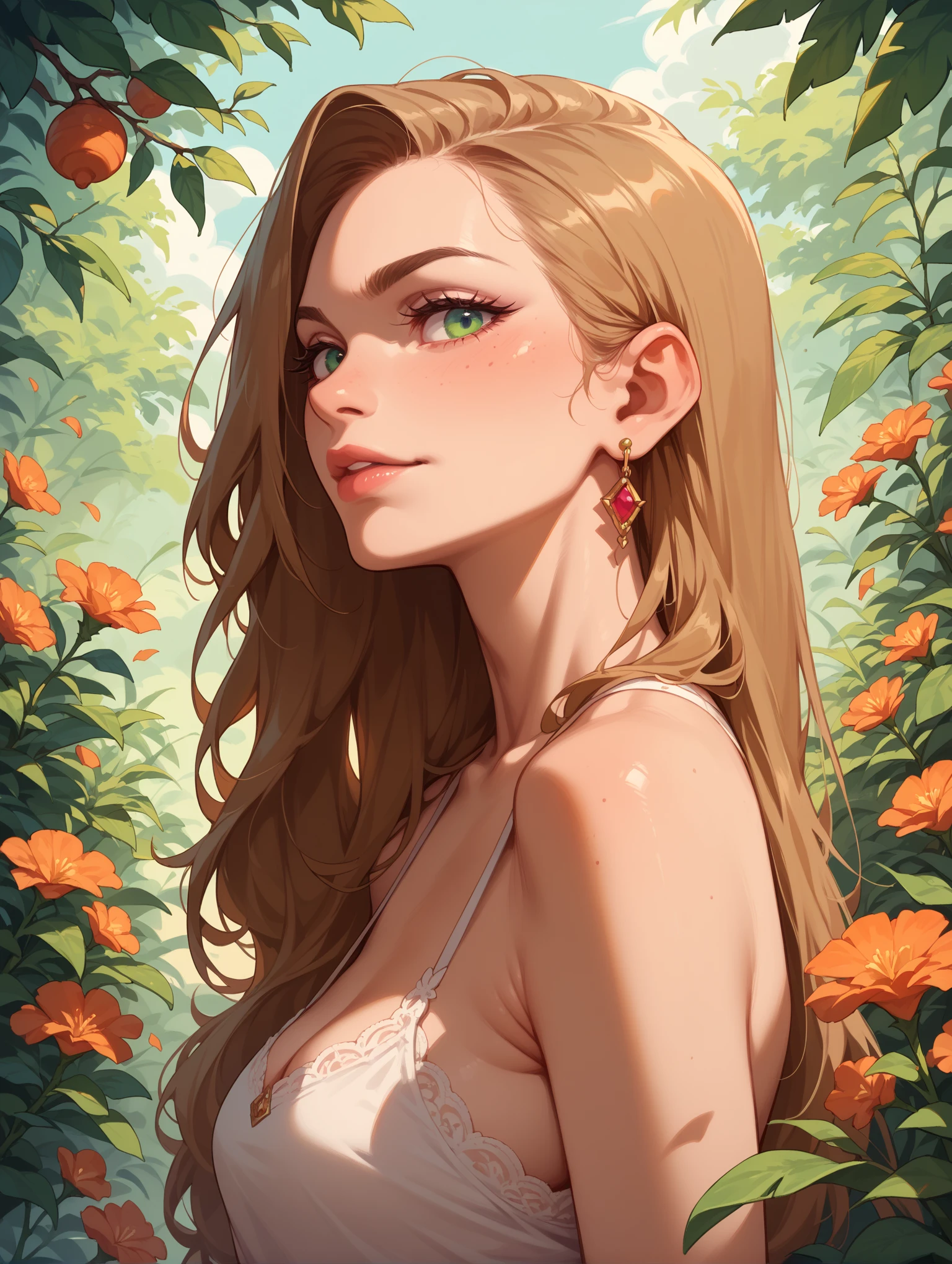 "(best quality,4k,8k,highres,masterpiece:1.2),ultra-detailed,(realistic,photorealistic,photo-realistic:1.37), 1girl,red red red red red short wavy hair,garden background,beautiful detailed eyes,beautiful detailed lips,extremely detailed eyes and face,long eyelashes,medium:oil painting,peaceful atmosphere,vibrant colors,natural sunlight,enchanting floral surroundings,gentle breeze"