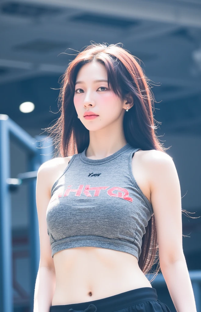 woman wearing white sports bra, lean body