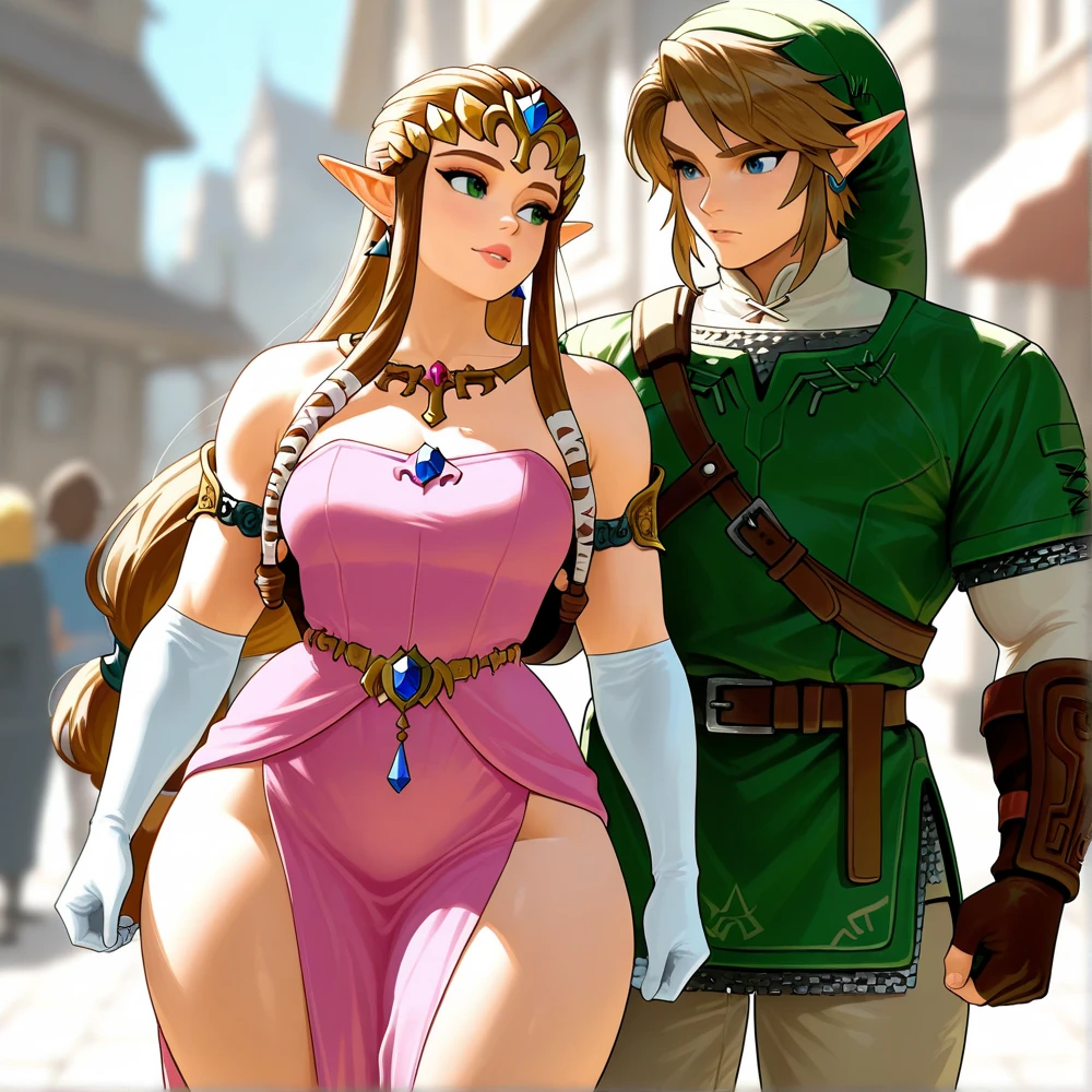 (masterpiece:1.2, best quality, absurd res, ultra detailed), super very realistic, doggy style vaginal sex, blowjob, very sexy beautiful feminine tender seductive sweet lustful cute luxurious enchantress Link (the legend of zelda) and man having sex, happiness, realistic, detailed, masterpiece, high quality, photorealistic, lovely smile