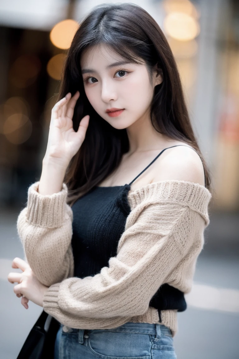 masterpiece, best quality, raw photo, realistic, 1girl, long hair, sweater, mini skirt, (cute face, temptations look), snowing background, (sepia photography), (professional photo, balanced photo, balanced exposure) masterpiece, best quality, 1girl, extremely beautiful detailed face, best shadow, small breasts, erotic pose