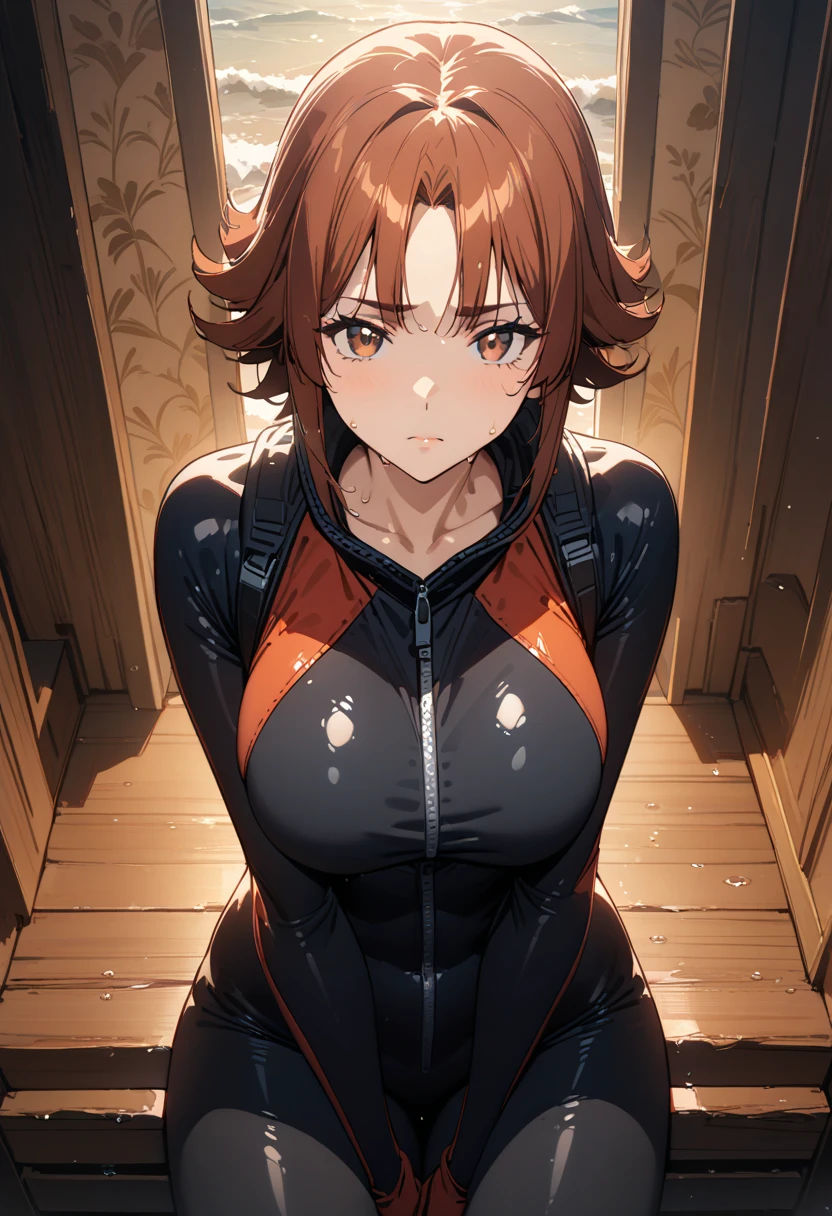 erinanakiri, erina nakiri, long hair, orange hair, (purple eyes:1.1), hair between eyes, frown, angry,
BREAK (white dress, armor, armored dress, chain, collar, dress, faulds, gauntlets, headpiece, metal collar, plackart ,ponytail:1.2),
BREAK cleaning, all fours, (((wet floor))), wooden wall, holding towel, water,
BREAK (masterpiece:1.2), best quality, high resolution, unity 8k wallpaper, (illustration:0.8), (beautiful detailed eyes:1.6), extremely detailed face, perfect lighting, extremely detailed CG, (perfect hands, perfect anatomy),