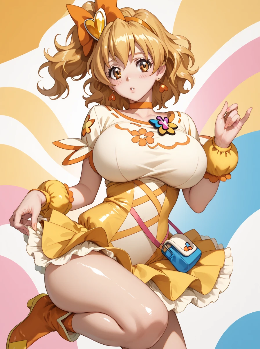 Cute girl, with a big lollipop in her hand, Large round lollipop, lollipop, Yellow clothes, Multicolored lollipop, candy, Umm Al-Candy, Draw hands better, cake and juice, Israel, eggs, dolls,Tongue outside the mouth, Israel Flag ﷺ