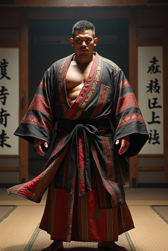 Realist:1.3,( fPhoto, Realist, 8k, RAW Photos, Premium Quality, masterpiece, Spectacular lighting, Centered Images), whole body, Wearing a Japanese kimono, 2Fighting with the sword of books, (Handsome Japanese young man, Confident、Trained muscles., Wild man and body with perfect details), cyber punk, bad, Disheveled brown long hair, barefoot, Two-Way, warrior, Tokyo, Shibuya Ward,