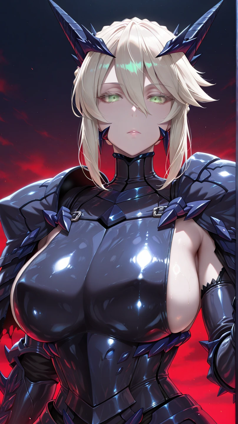 A female demon hunter with short silver hair, wearing tight black pants and high boots, with her upper body exposed, revealing her huge, firm breasts and big, firm, round butt, (best quality,4k,8k,highres,masterpiece:1.2),ultra-detailed,(realistic,photorealistic,photo-realistic:1.37),extremely detailed eyes and face,longeyelashes,highly detailed skin,sharp focus,physically-based rendering,vivid colors,dramatic lighting,dark fantasy,cinematic