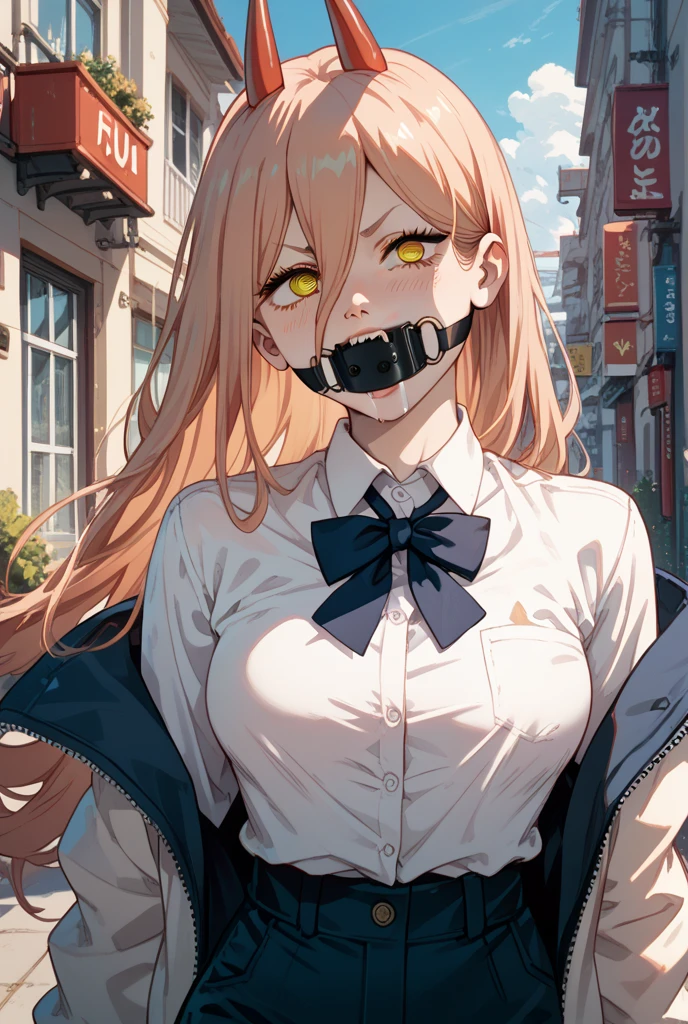 Shiny blond hair, very long hair, sophisticated haircut, ((((hair fully braided)))), ((small twisted braids)), thin and oval face, submissive, (((gagged))), ((((denim jacket)))), cute and blushing 18 years old anime girl, look away because she is embarrassed and blushes, bright blue eyes, detailed face, detailed members, detailed arms, detailed hands, ((((sparkling diamond jewelry)))), tiara, ((makeup)), high heels, puffy sleeves, long gloves, long eyelashes, Girl lying, tied by ropes, shackled, can no longer move, tied tightly, very hard tied up with lots of ropes, hampered by so many ropes that she can no longer move, bound hands and feet, ropes tie his whole body, tied extremely tightly and forcefully to her bed by a lot of ropes, its limbs are strongly tied together by ropes, his torso is tied up with thick cords, her chest is so tied up with ropes that it sticks out, her legs are tied tightly with thick ropes, his hands are tied behind his back with ropes, she can no longer move her feet, her hands which are tied by thick ropes, she desperately tries to free herself, likes to be tied tight with big ropes, likes to be immobilized by big ropes, lying down, his hands and feet are strongly tied to the railing of his bed, his legs are pressed together and tied with ropes, its limbs are held vigorously by imposing ropes, her hands are tied securely behind her back by ropes, her chest is compressed by strong ropes, she is pressed against her bed and restrained by large ropes (shibari, arms behind the back:1.4), (hands on the back), (masterpiece, best quality) 1.5, 1girl, solo, (sexy, beautiful woman, perfect face, perfect eyes, perfect hands), samus aran, (shibari, arms behind the back:1.4), (hands on the back), Spread the legs, s&#39; ((lie in bed by big ropes)), ((close up of the girl)), ((((lie in bed))))
