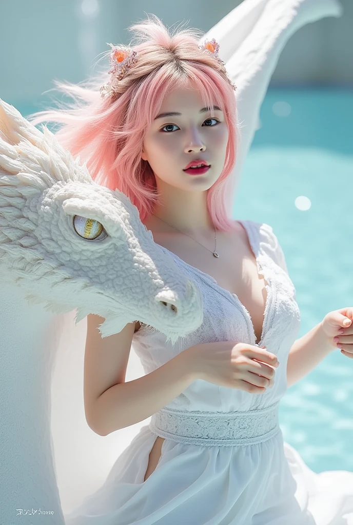One with pink red hair Looking like a gecko with a silver crown