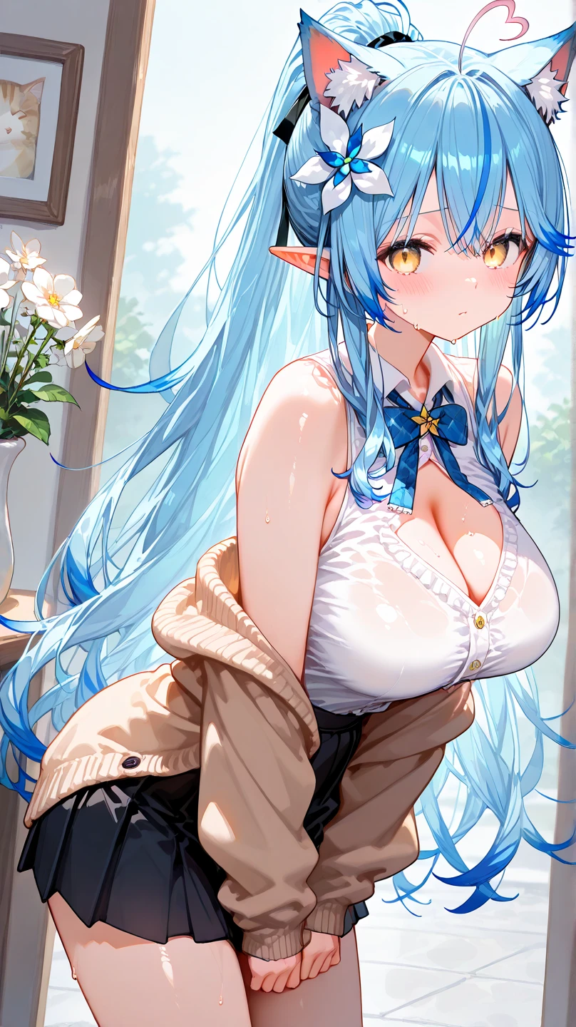 ((huge breasts、huge breasts、huge breasts、huge breasts、pointed chest、nice detailed nipples)), beautiful breasts、(big breasts),Super detailed、#3b4195 background、beautiful flower、Watercolor pattern in calm colors、(watercolor texture)、(1 girl)、short、cute、 Beautiful woman, 、 super detailed face、fine eyes, smooth skin,(((NSFW、naked、walk)))