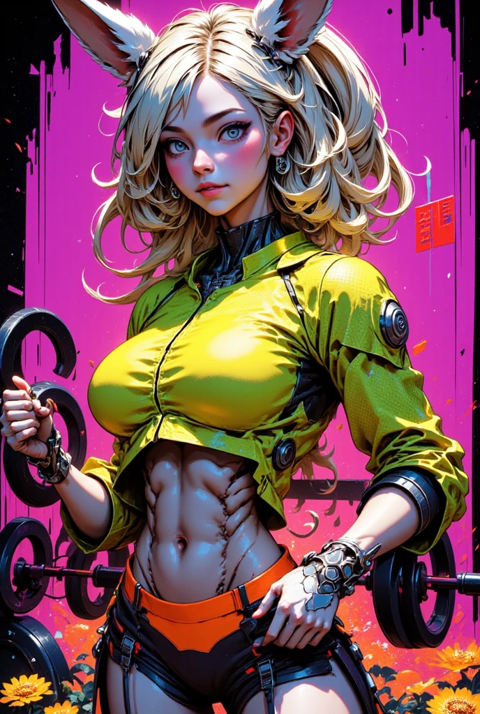 glow,erotic masterpiece, beautiful, 4K, best quality, oil painting portrait style, cute face, small breasts, 20 year old blonde,high ponytail,pointed ears,round frame glasses, thigh high stockings, Plaid miniskirt, sexual decoration,(nsfw:0.55), ((flat chested, flat stomach, six pack abs, baby face)), (intense colors)