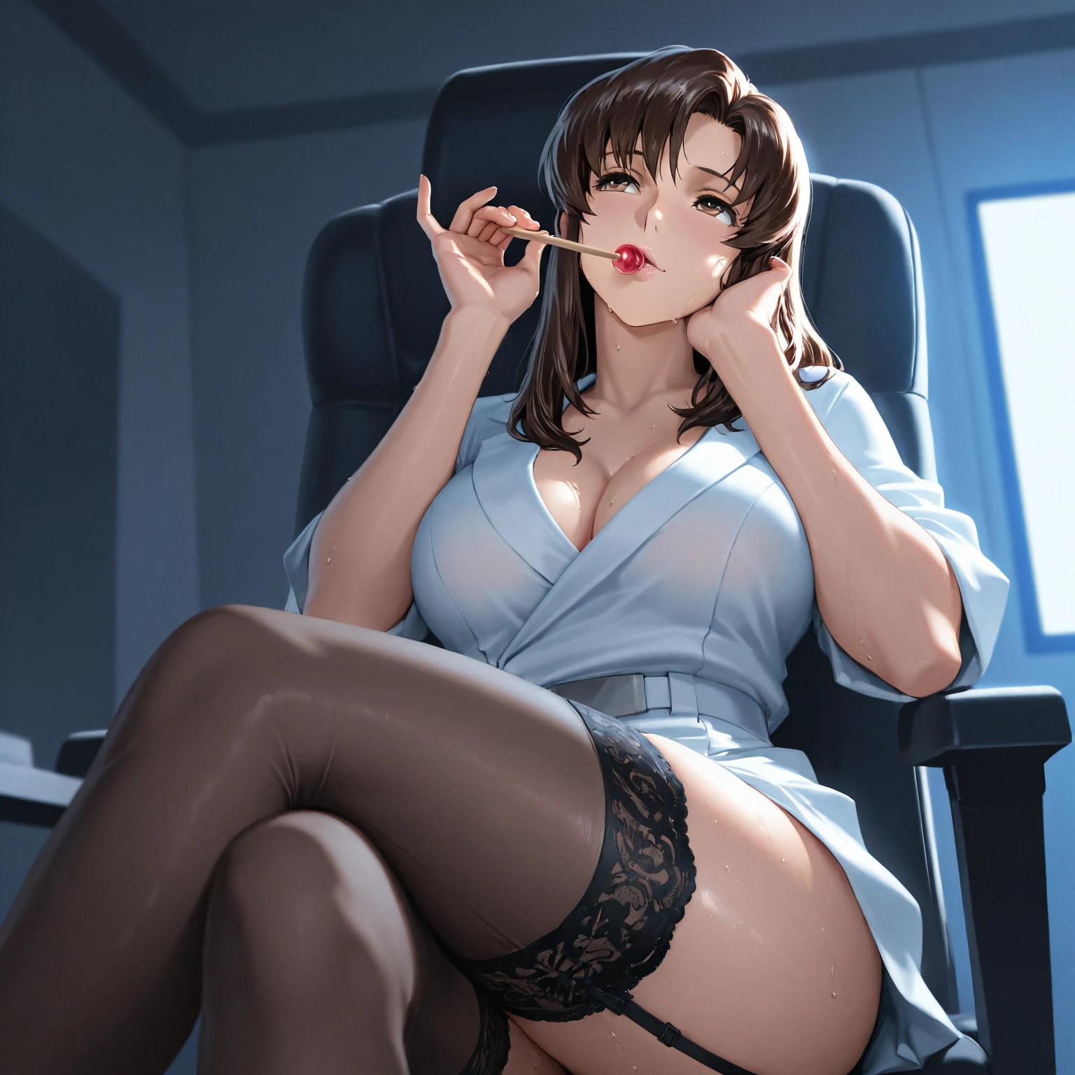 The woman was tied to a chair,The mouth is gagged,drools,full bodyesbian,opening legs,scowling,Be red in the face,Slightly fat,no clothes are worn,high-heels,Best image quality