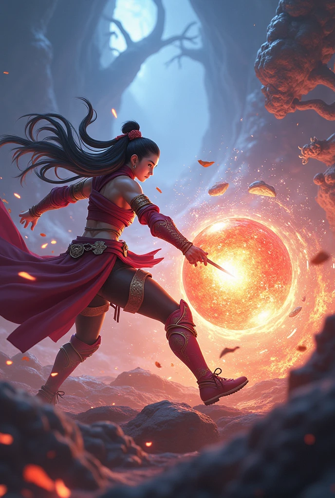 master, high qualit, 1 girl, fighting with a magic pen 