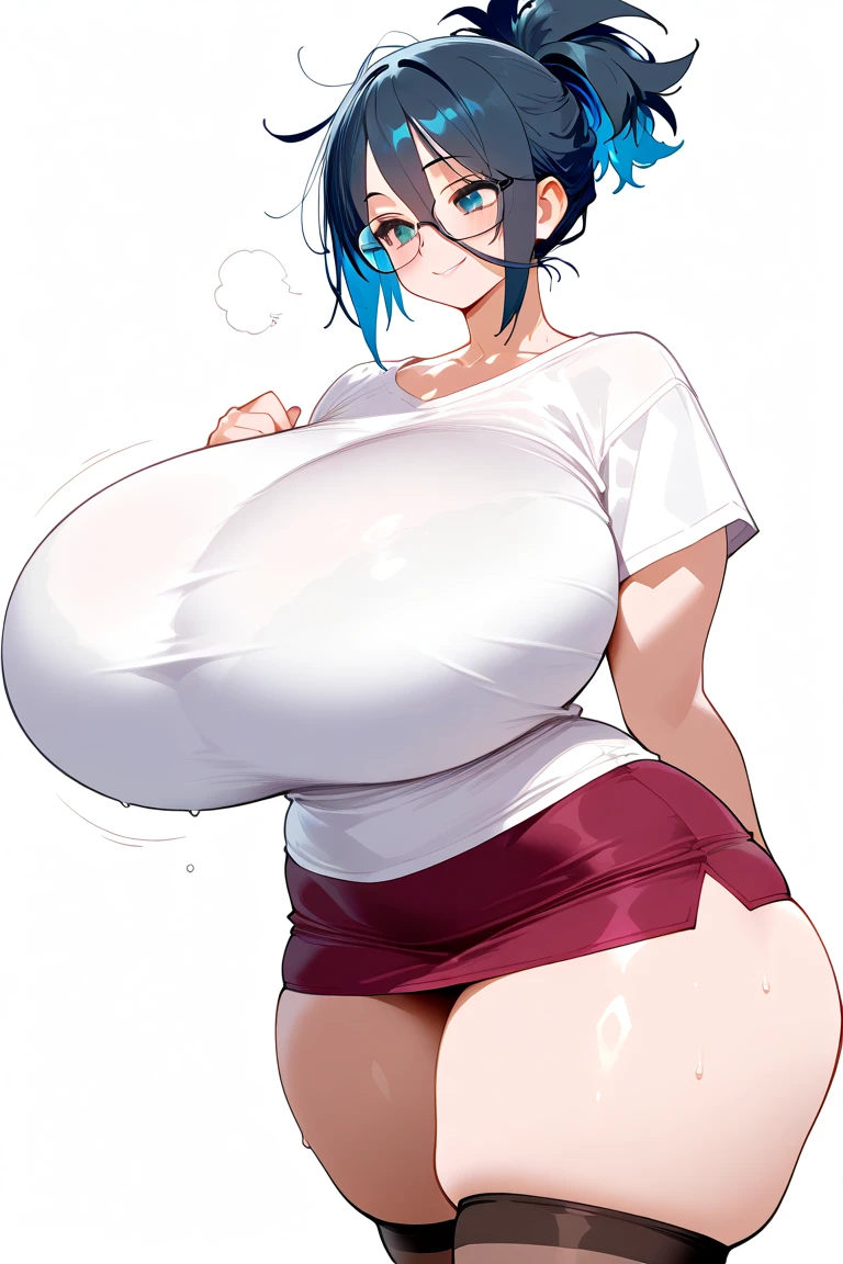 masterpiece，highest quality，One girl、Mature Woman:1.3、Married Woman、super gigantic breasts:1.5、Long Breasts:1.3、(huge areolae,huge nipples:1.2),(dripping breast lactation:1.5),{{(nsfw,erotic,nasty,estrus:1.5)}},Raise your arms in a rabbit pose、smile、Long blue hair、White ears of rabbits、Heart symbol、Bunny girl、Light blue bunny suit、Black Stockings、Blue and white braided side tail