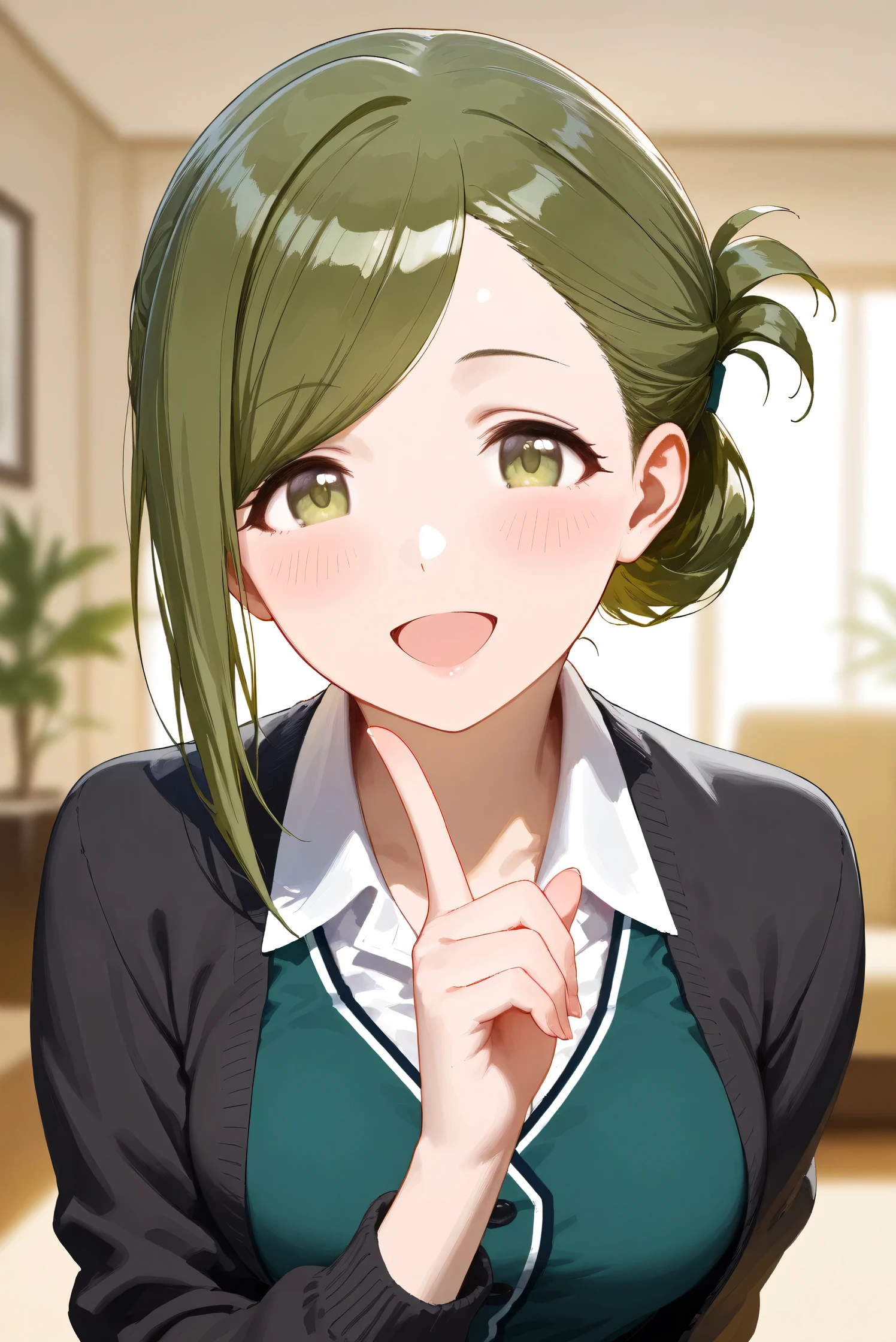 (1girl), young lady, casual clothing, smile, Detailed bright eyes, ((Old school style:1.5))