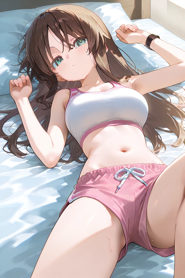 NSFW、Toned body、Big Breasts、Sleeping on your back、(Beach Bed、Beach Mat)、Spread your legs wide、Open legs wide open crotch、Open your feet wide、(Pure white bikini transparent with sweat、Pink mansuji)、(Pure White Brazilian Bikini White、Pure white micro mini bikini)、Armpit、Bare thighs、独奏、(short hair、Brown Hair、Barrette、hair ornaments)、(Brown eyes:1.5)、(yuihirasawa、yui hirasawa、Yui Hirasawa)、Big Breasts、Seaside、Beachside、独奏
